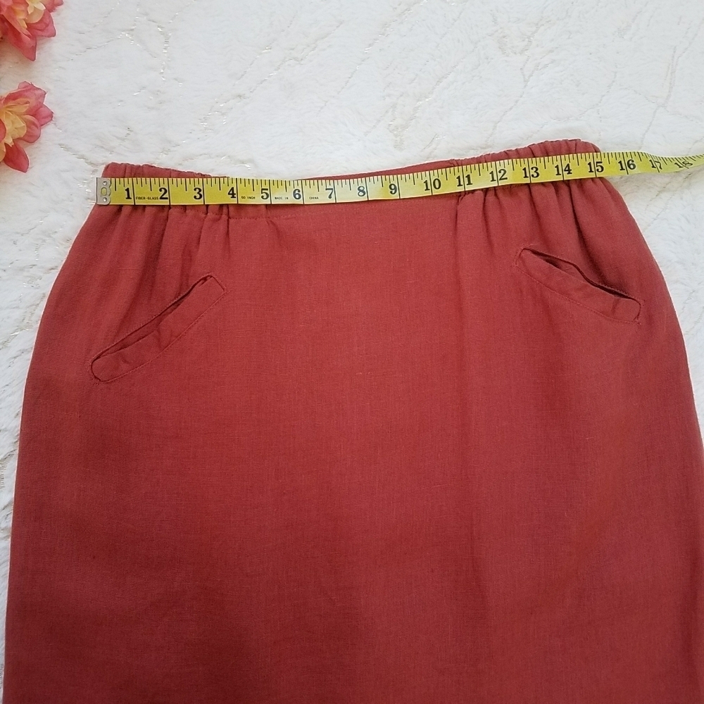 FLAX LINEN MIDI SKIRT - Picture 4 of 6